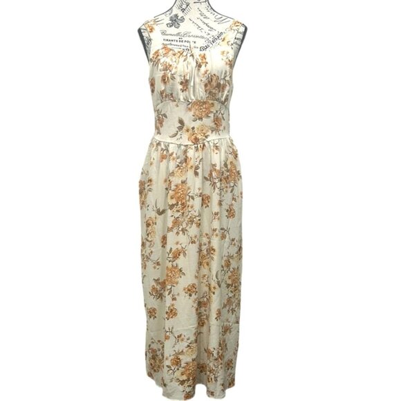 Monteau Cream Floral Maxi Dress Large - Picture 2 of 16